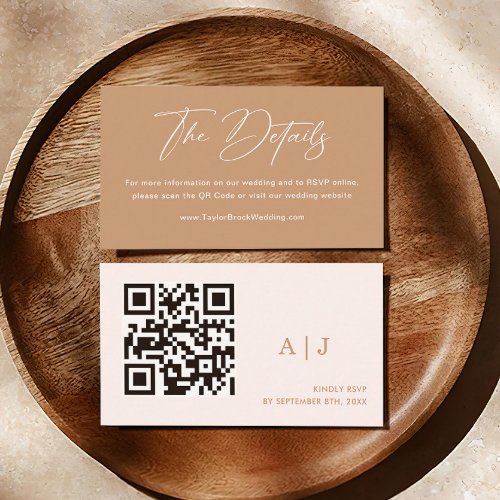 Boho Earth Tone Details Wedding Qr code Enclosure Card