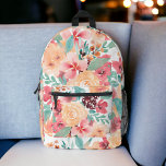 Boho earth tone floral yellow vintage botanical printed backpack<br><div class="desc">Boho earth tone floral yellow vintage botanical backpack with pretty oversized flowers with bohemian vibrant orange,  red,  green and yellow flowers.</div>