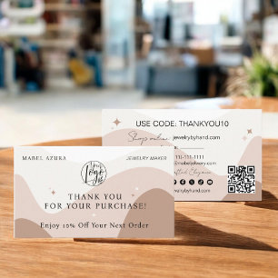 Boho earth tone Jewelry maker Qr logo Discount Card