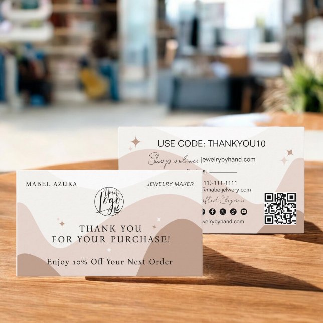 Boho earth tone Jewelry maker Qr logo Discount Card (Boho earth tone Jewelry maker Qr logo Discount Card)