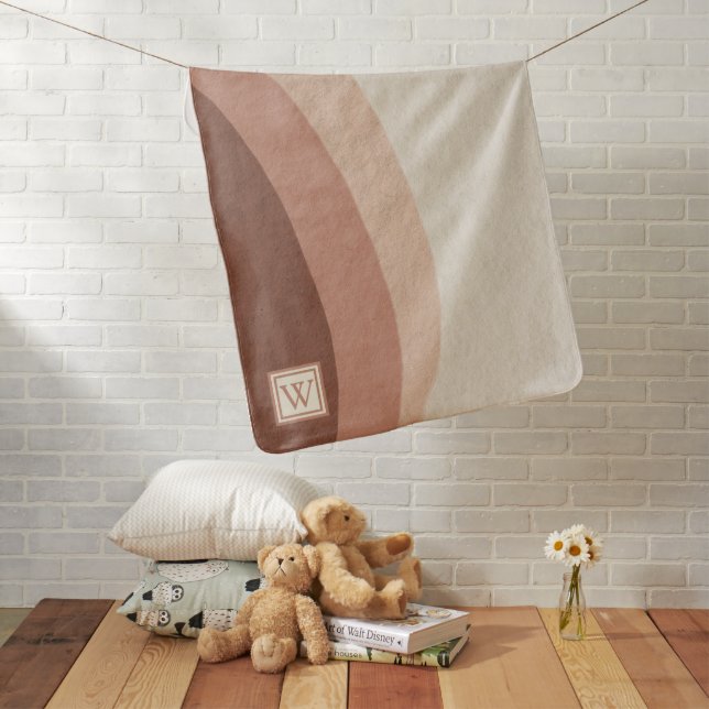 Boho Earth Tone Monogram Baby Blanket (In Situ)