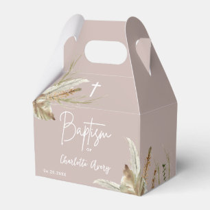 Boho Earth tone pampas grass blush pink baptism Favor Boxes