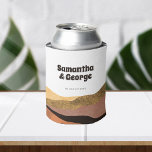 Boho Earth Tones Retro Typography Wedding Favors Can Cooler at Zazzle
