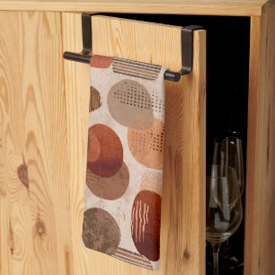 Boho Earth Tones Terracotta Abstract Pattern Kitchen Towel