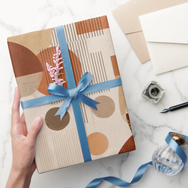 Boho Earth Tones Terracotta Geometric Pattern Wrapping Paper (Gifting)