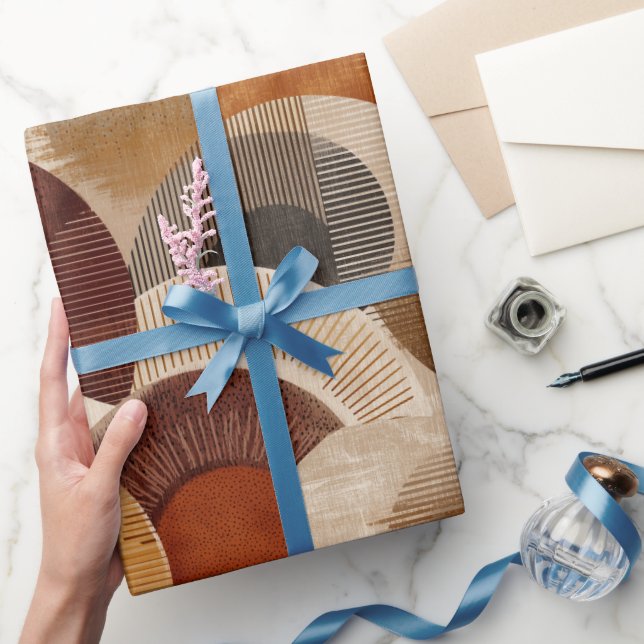 Boho Earth Tones Terracotta Geometric Pattern Wrapping Paper (Gifting)