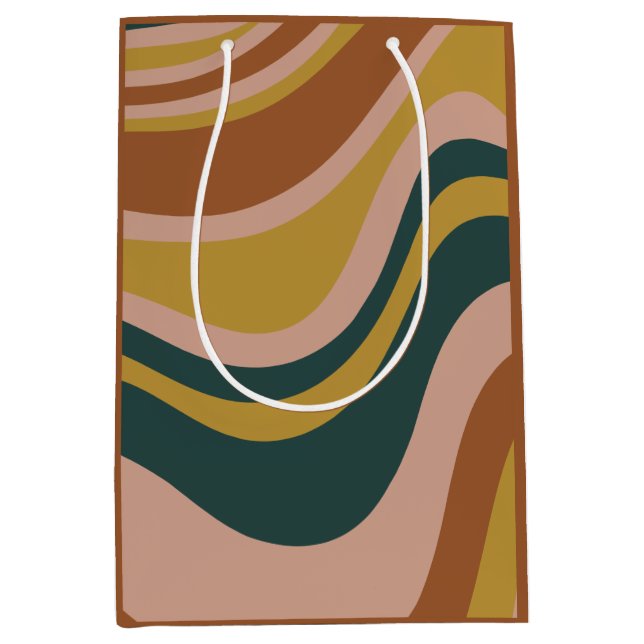 Boho Earth Tones Trendy Modern Abstract Pattern Medium Gift Bag (Front)