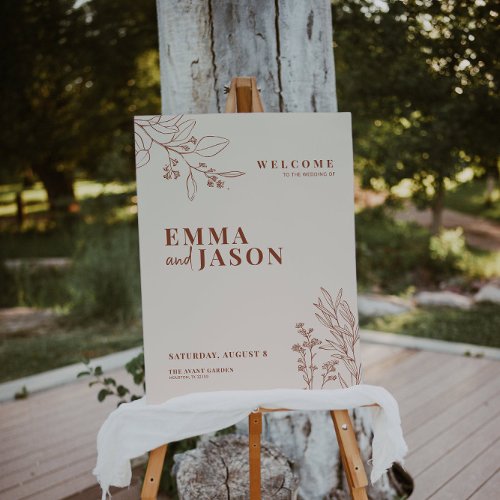 Boho Earthy Beige Wedding Welcome Sign