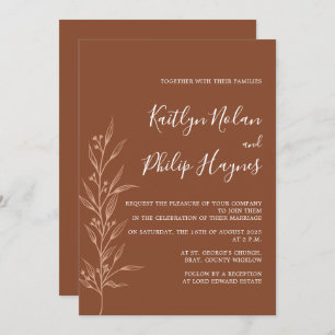 Boho Earthy Botanical Elegant Ivory Invitation