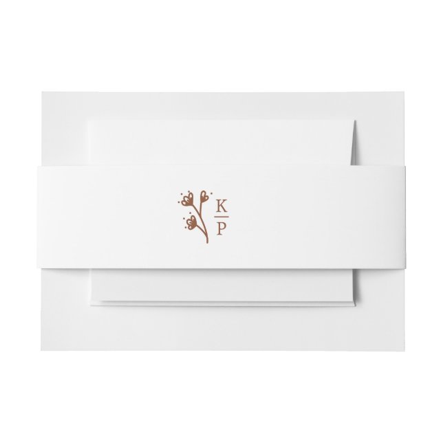 Boho Earthy Botanical Elegant Ivory Minimal Invitation Belly Band (Front Example)