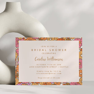 Boho Earthy Burnt Orange Floral Bridal Shower Invitation