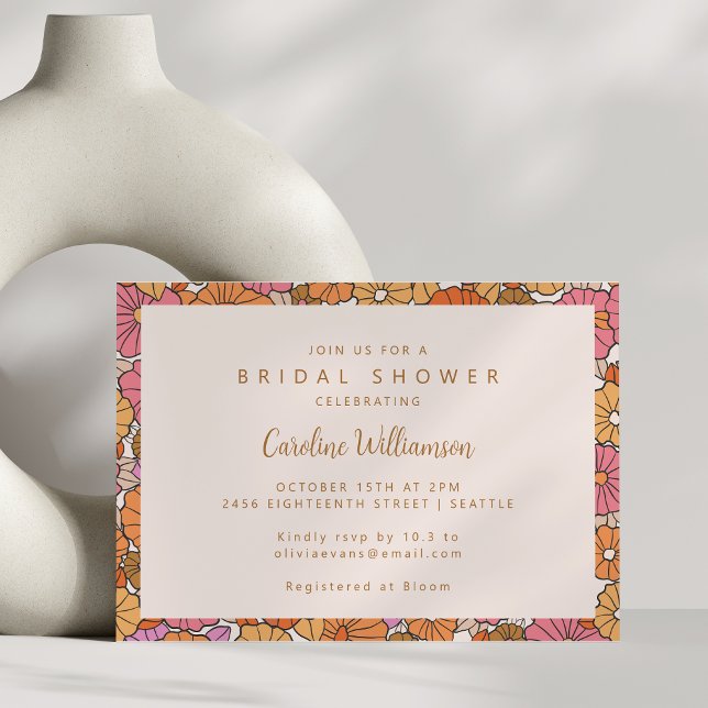 Boho Earthy Burnt Orange Floral Bridal Shower Invitation (Creator Uploaded)