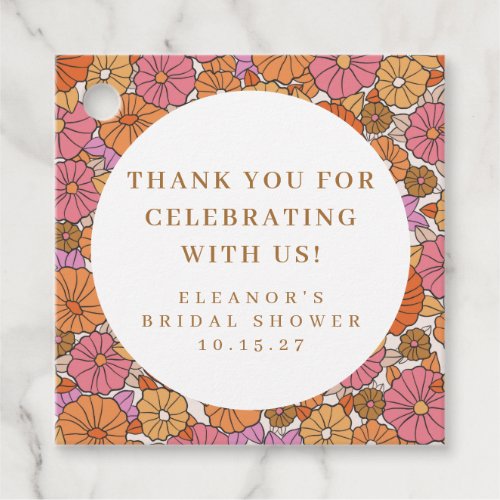 Boho Earthy Floral Bridal Shower Custom Thank You Favor Tags