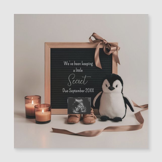Boho earthy neutral pregnancy announcement card (Front)