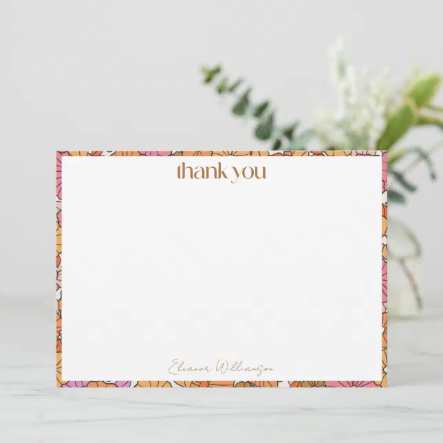 Boho Earthy Orange Floral Custom Bridal Shower Thank You Card | Zazzle