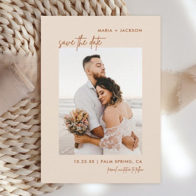 Boho Earthy Photo Save The Dates Cards (Creator Uploaded)