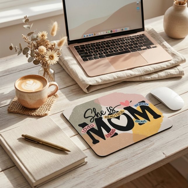 Boho Earthy Playful Abstract Mom Quotes  Mouse Pad (Creator Uploaded)