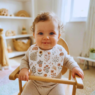 Boho Earthy Rainbow Botanical Baby Bib