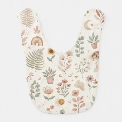 Boho Earthy Rainbow Botanical Baby Bib