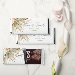 Boho Earthy Rustic Pampas Grass Floral Wedding Hershey Bar Favors