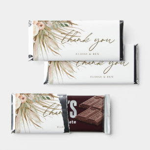 Boho Earthy Rustic Pampas Grass Floral Wedding Hershey Bar Favors