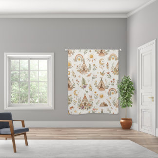 Boho Earthy Sun and Rainbow Nursery Blackout Curta Curtains