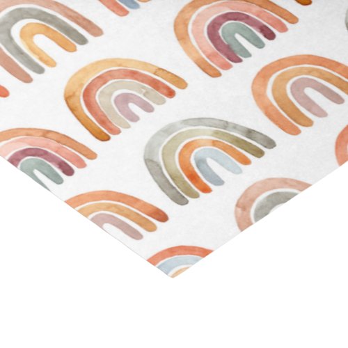 Boho Earthy Tone Watercolor Rainbows Illustration  Tissue Paper