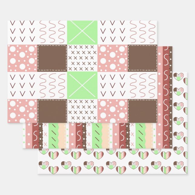 Boho Earthy Warm Colors Birthday Wrapping Paper Sheets (Set)