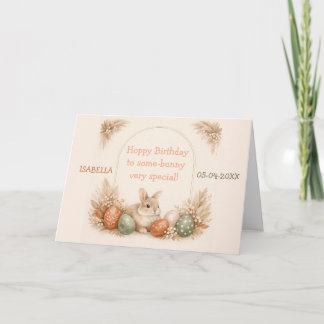 Boho Easter Bunny Neutral Earth Tone Birthday Card