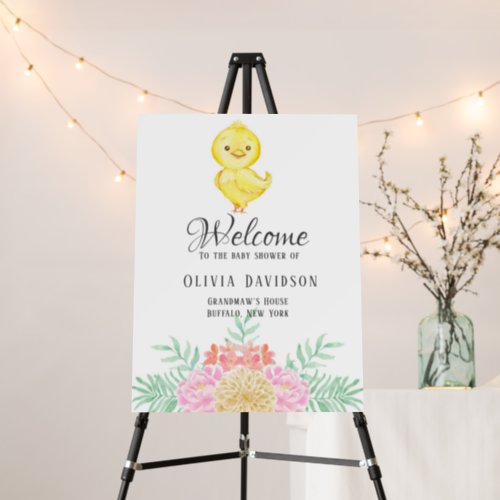 Boho Easter Chicken Watercolor Florals Baby Shower Foam Board