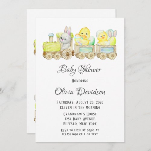 Boho Easter Chicks Cho Cho Train Baby Shower Invit Invitation