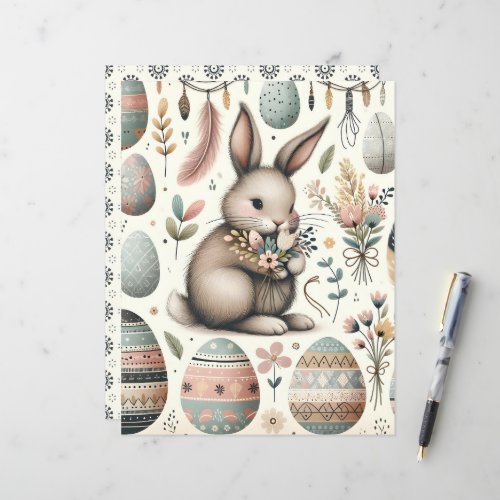 Boho Easter Ephemera Scrapbook Paper