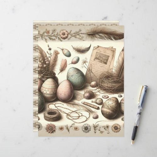 Boho Easter Ephemera Scrapbook Paper