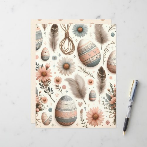 Boho Easter Ephemera Scrapbook Paper