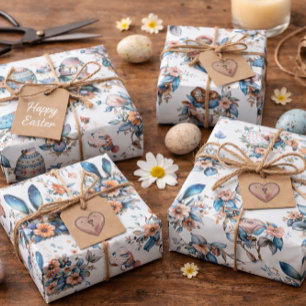 Boho Easter Floral Egg Spring Wrapping Paper Sheets