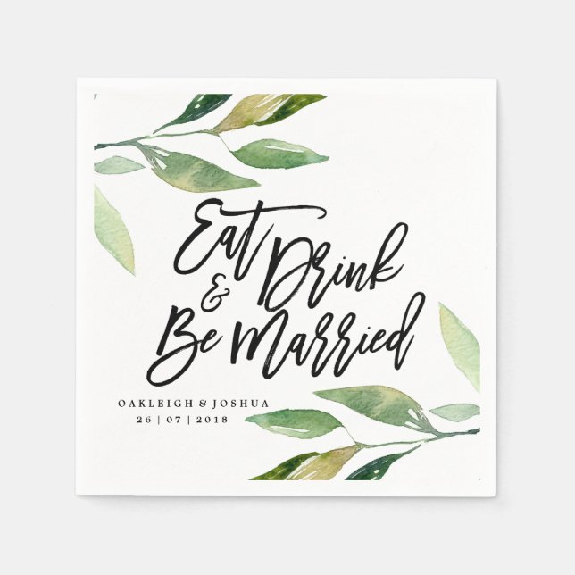 Boho Eat Drink Be Married Wedding Napkin (Front)