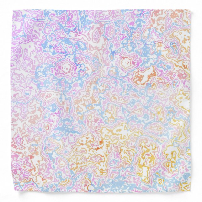  Boho Eclectic Hippie Funky Colorful Pastel Marble Bandana (Front)