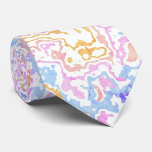  Boho Eclectic Hippie Funky Colorful Pastel Marble Neck Tie
