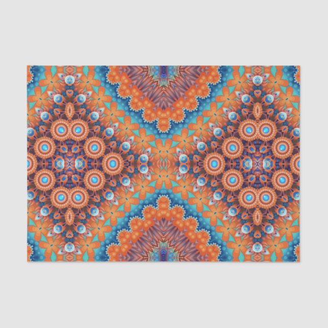 Boho Eclectic Kaleidoscopic Mosaic Hip Teal Ochre Tissue Paper (Front)