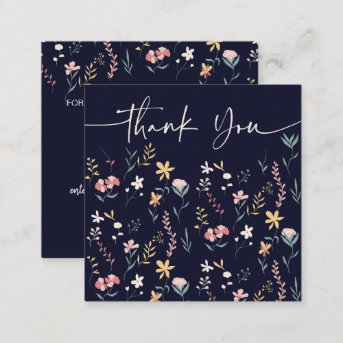 Boho editable floral pattern order thank you square business card