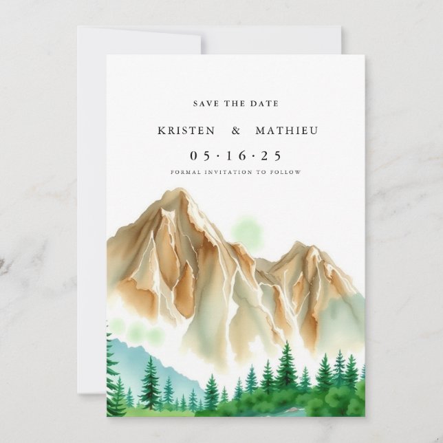 Boho Editable Mountain  Save The Date (Front)