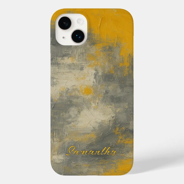 Boho Elegance Abstract Mustard & Gray Art Case-Mate iPhone Case (Back)