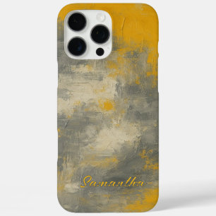 Boho Elegance Abstract Mustard & Gray Art iPhone 16 Pro Max Case