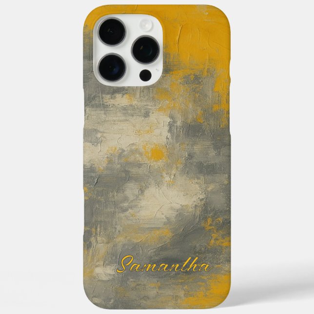 Boho Elegance Abstract Mustard & Gray Art Case-Mate iPhone Case (Back)