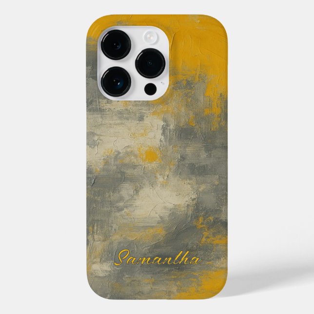 Boho Elegance Abstract Mustard & Gray Art Case-Mate iPhone Case (Back)