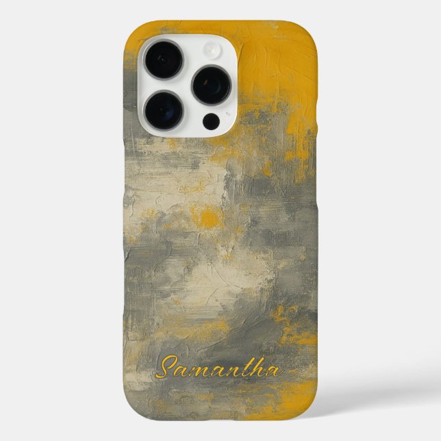 Boho Elegance Abstract Mustard & Gray Art Case-Mate iPhone Case (Back)