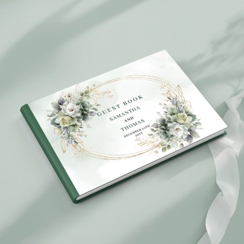 Boho Elegance Sage Green Eucalyptus Wedding Guest Book