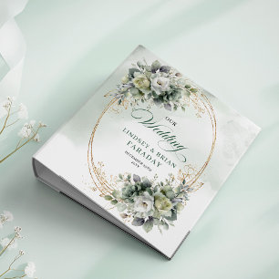 Boho Elegance Sage Green Eucalyptus Wedding Memory 3 Ring Binder