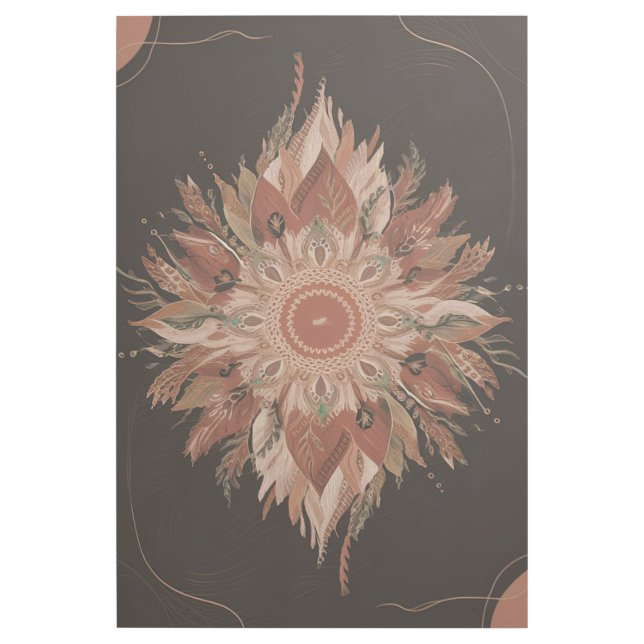 Boho Elegance: Terracotta & Gold Art on Black  (Front)