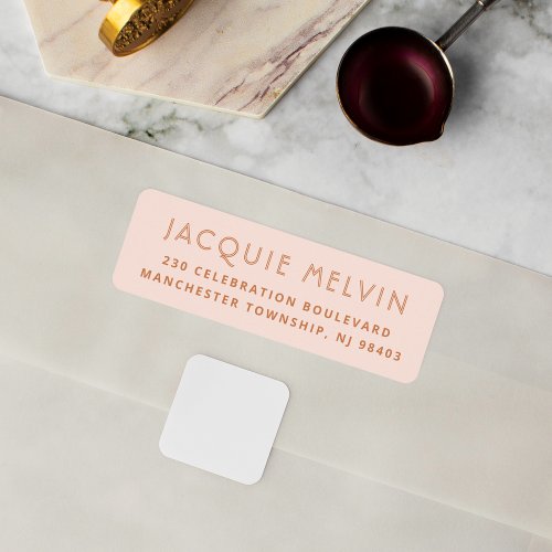 Boho Elegant Blush Pink Minimal Return Address Label